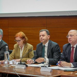 Premierminister Luís Montenegro, die Minister Graça Carvalho und José Manuel Fernandes sowie Außenminister Paulo Simões Ribeiro